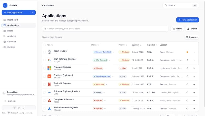 HireLoop - Most Advanced Job Application Tracker